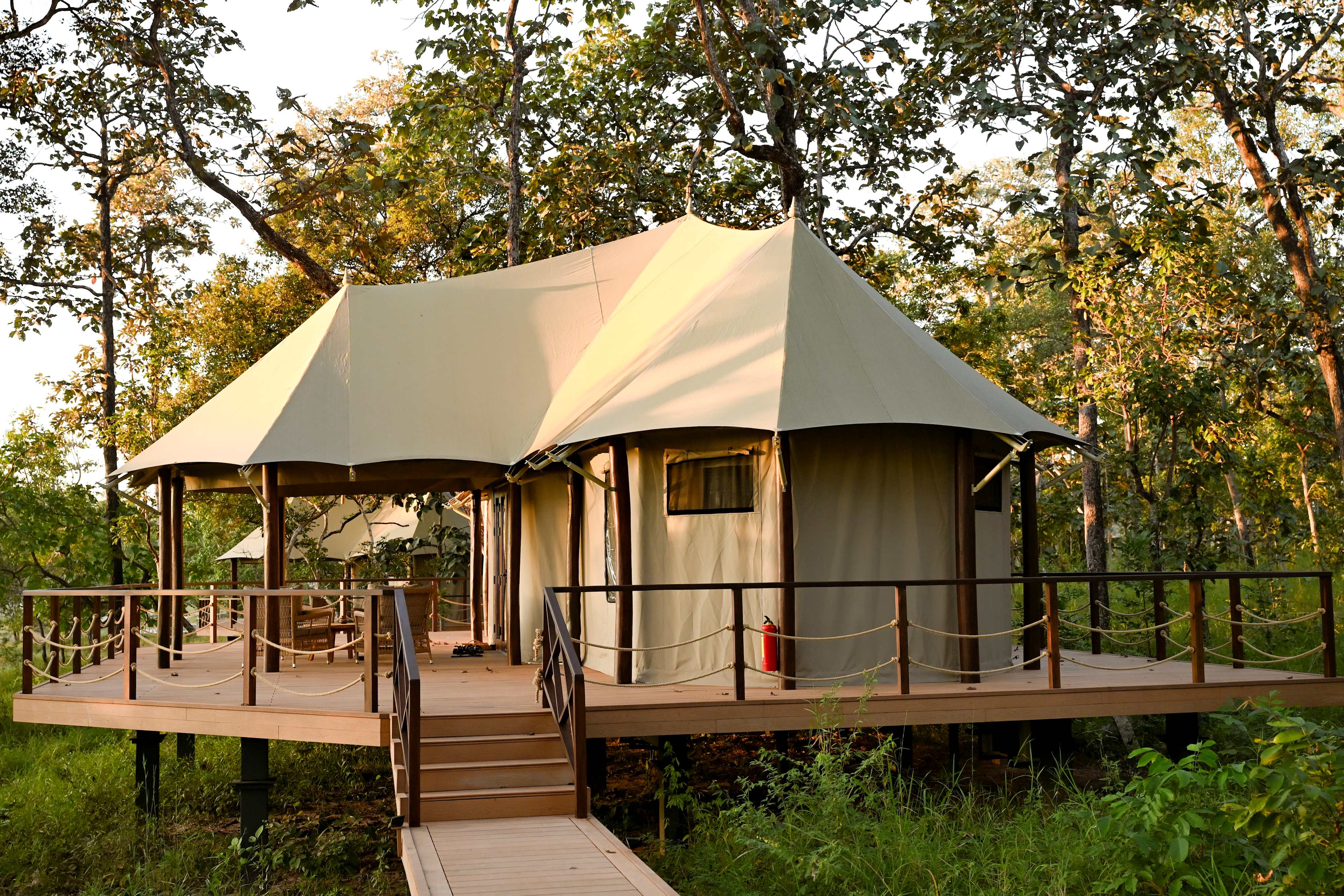 Luxury eco-cabin at Siem Pang Forest Lodge overlooking the protected Cambodian jungle canopy